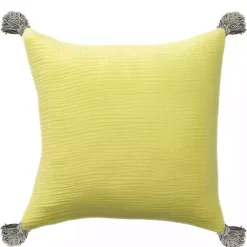 Pillows>Kirklands Home Lemon Gauze Organic Tassel Throw Pillow Yellow