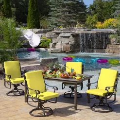 Kirklands Home Lemon Leala Luxe Outdoor Dining Chair Cushion Yellow Hot