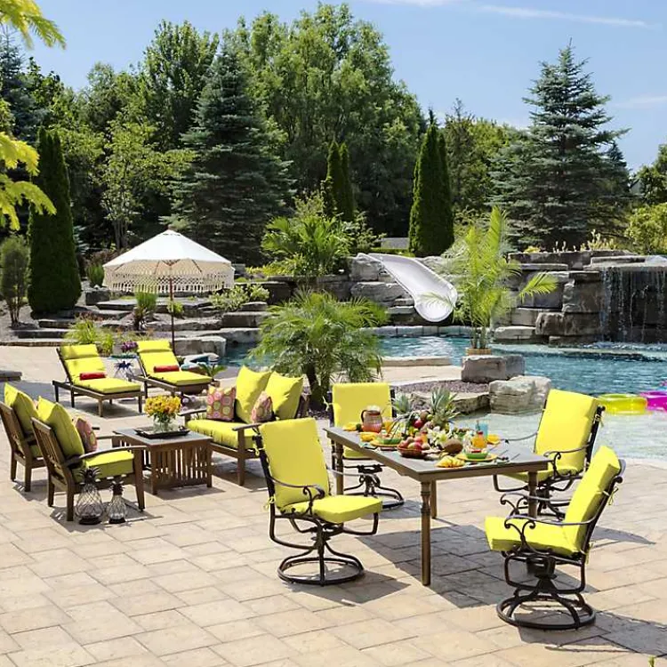Kirklands Home Lemon Leala Luxe Outdoor Dining Chair Cushion Yellow Hot