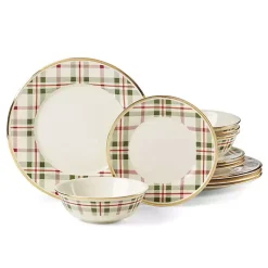 Christmas Dining & Entertaining>Kirklands Home Lenox Holiday Plaid 12-pc. Dinnerware Set