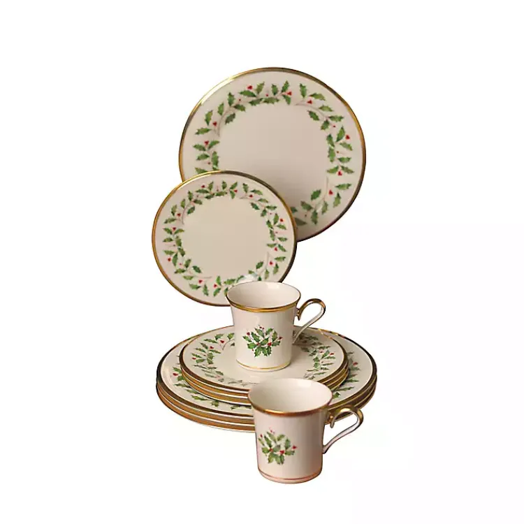 Christmas Dining & Entertaining>Kirklands Home Lenox Holly Gold Edge 12-pc. Dinnerware Set