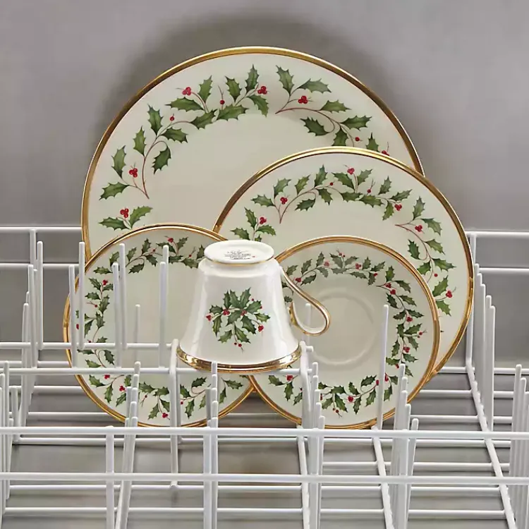 Christmas Dining & Entertaining>Kirklands Home Lenox Holly Gold Edge 5-pc. Dinnerware Set