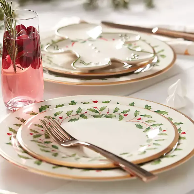 Christmas Dining & Entertaining>Kirklands Home Lenox Holly Gold Edge 5-pc. Dinnerware Set