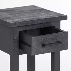 Kirklands Home Leo Wood Accent Table Black New