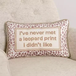 Pillows>Kirklands Home Leopard Print Quote Lumbar Pillow
