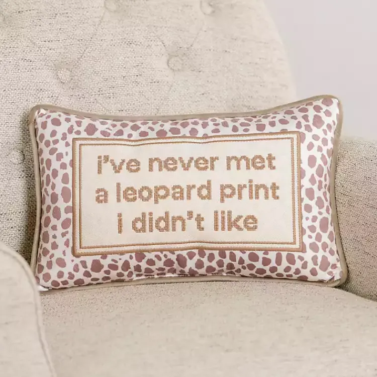 Pillows>Kirklands Home Leopard Print Quote Lumbar Pillow