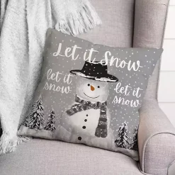 Christmas Pillows>Kirklands Home Let It Snow Christmas Pillow Gray