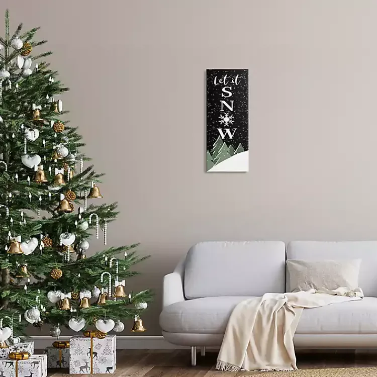 Christmas Art & Wall Decor>Kirklands Home Let It Snow Treetops Canvas Wall Plaque