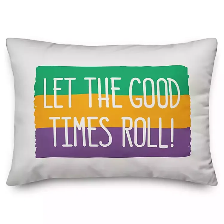 Mardi Gras Decorations>Kirklands Home Let the Good Times Roll Mardi Gras Pillow