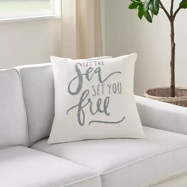 Pillows>Kirklands Home Let the Sea Set You Free Pillow Cover White
