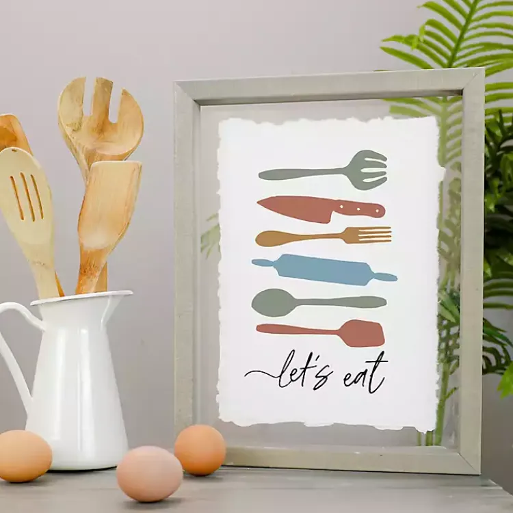 Kirklands Home Let's Eat Framed Wall Plaque Sale
