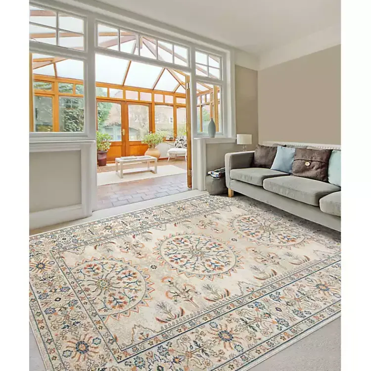Kirklands Home Light Beige Bohemian Area Rug, 5x7 Tan New