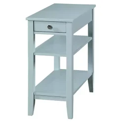 Kirklands Home Light Chairside End Table with Shelves Blue New