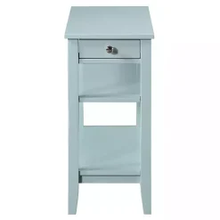 Kirklands Home Light Chairside End Table with Shelves Blue New