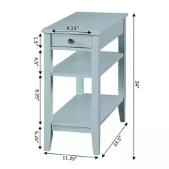 Kirklands Home Light Chairside End Table with Shelves Blue New
