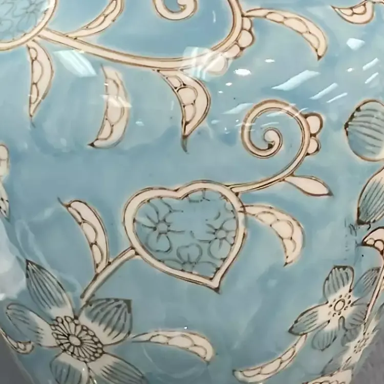 Vases>Kirklands Home Light Chinoiserie Vase Blue