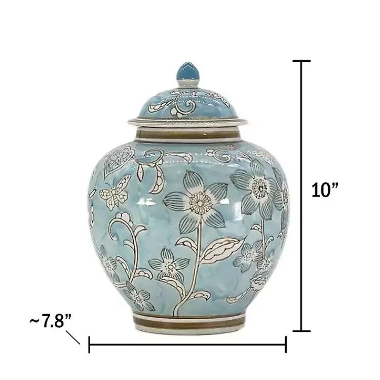 Decorative Bowls & Jars>Kirklands Home Light Floral Chinoiserie Jar Blue