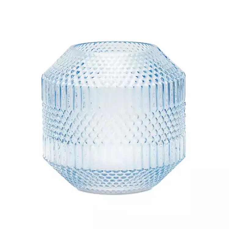 Vases>Kirklands Home Light Geometric Glass Vase, 6 in. Blue