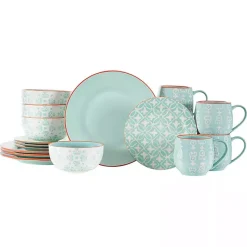 Kirklands Home Light Geometric 16-pc. Dinnerware Set Blue Discount
