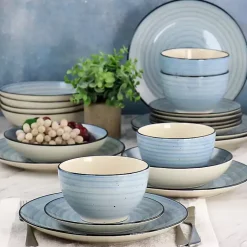 Kirklands Home Light Gia Stoneware 24-pc. Dinnerware Set Blue Discount