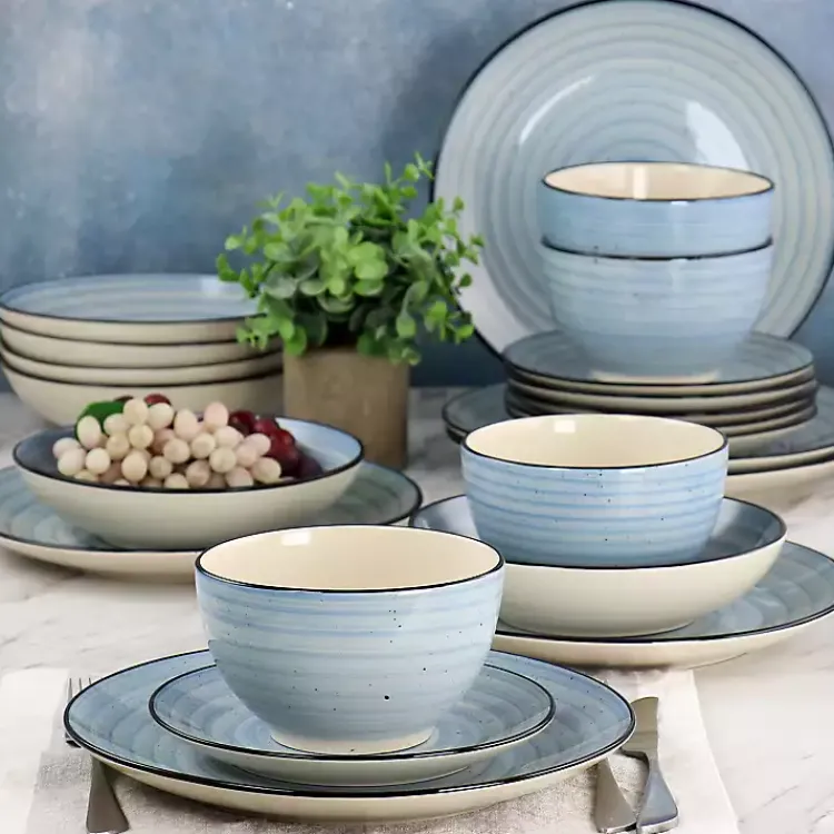 Kirklands Home Light Gia Stoneware 24-pc. Dinnerware Set Blue Discount
