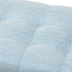 Kirklands Home Light Grid Tufted Upholstered Ottoman Blue Clearance