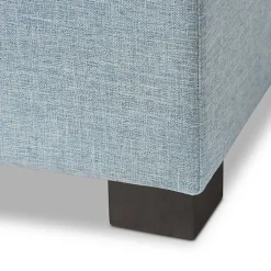 Kirklands Home Light Grid Tufted Upholstered Ottoman Blue Clearance