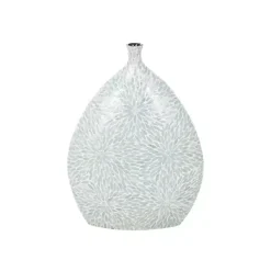 Vases>Kirklands Home Light Blue Mother of Pearl Floral Floor Vase