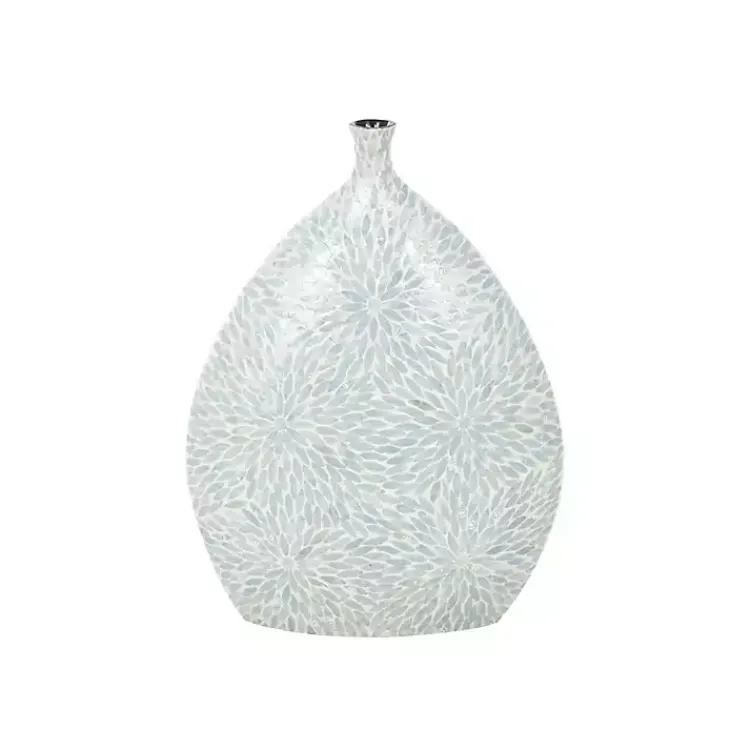 Vases>Kirklands Home Light Blue Mother of Pearl Floral Floor Vase