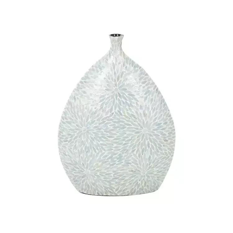 Vases>Kirklands Home Light Blue Mother of Pearl Floral Floor Vase