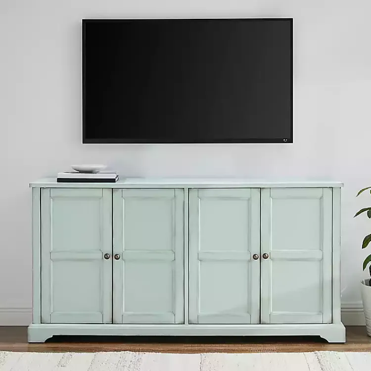 Kirklands Home Light Paneled 4-Door Sideboard Blue