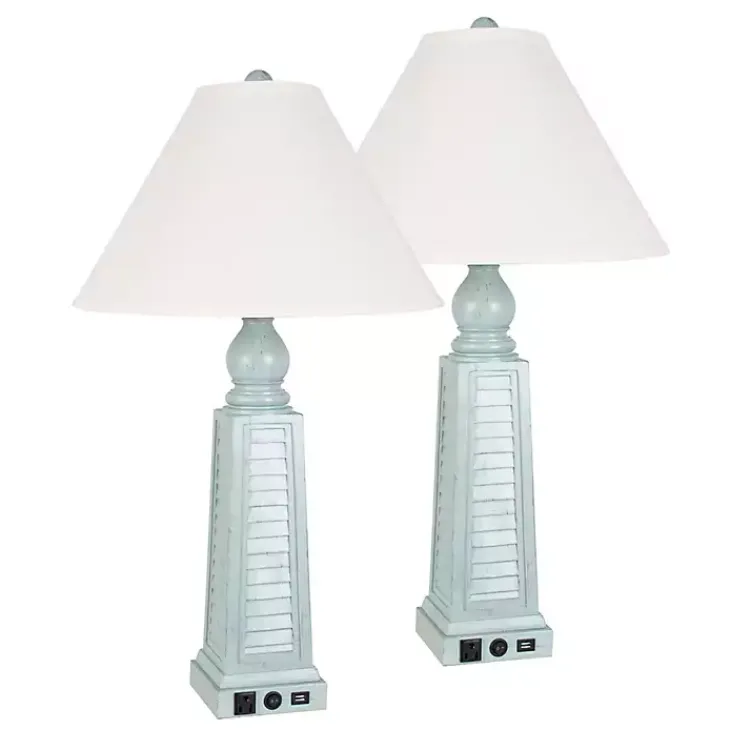 Kirklands Home Light Shutter USB Table Lamps, Set of 2 Blue Best