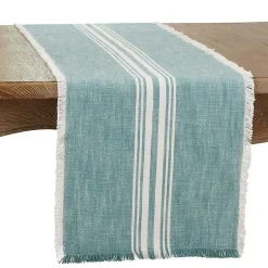 Kirklands Home Light Blue Striped Fringe Table Runner, 72 in. Online