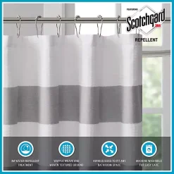 Kirklands Home Light Blue Striped Waffle Shower Curtain Hot