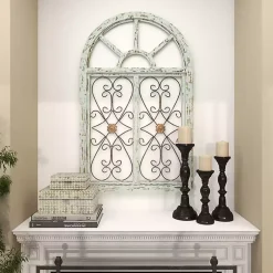 Kirklands Home Light Blue Wood Arched Window Wall Plaque Discount