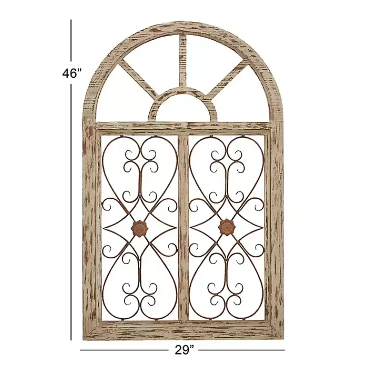 Kirklands Home Light Blue Wood Arched Window Wall Plaque Discount