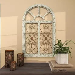 Kirklands Home Light Blue Wood Arched Window Wall Plaque Discount