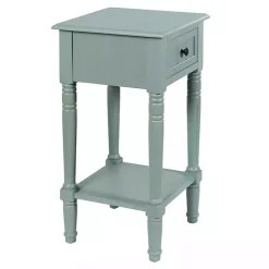 Kirklands Home Light Wood Square Hampton Accent Table Blue Hot