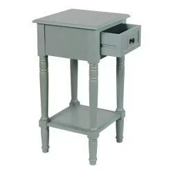Kirklands Home Light Wood Square Hampton Accent Table Blue Hot