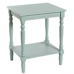 Kirklands Home Light Wood Sybil Accent Table Blue