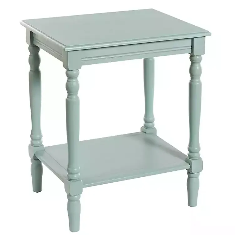 Kirklands Home Light Wood Sybil Accent Table Blue