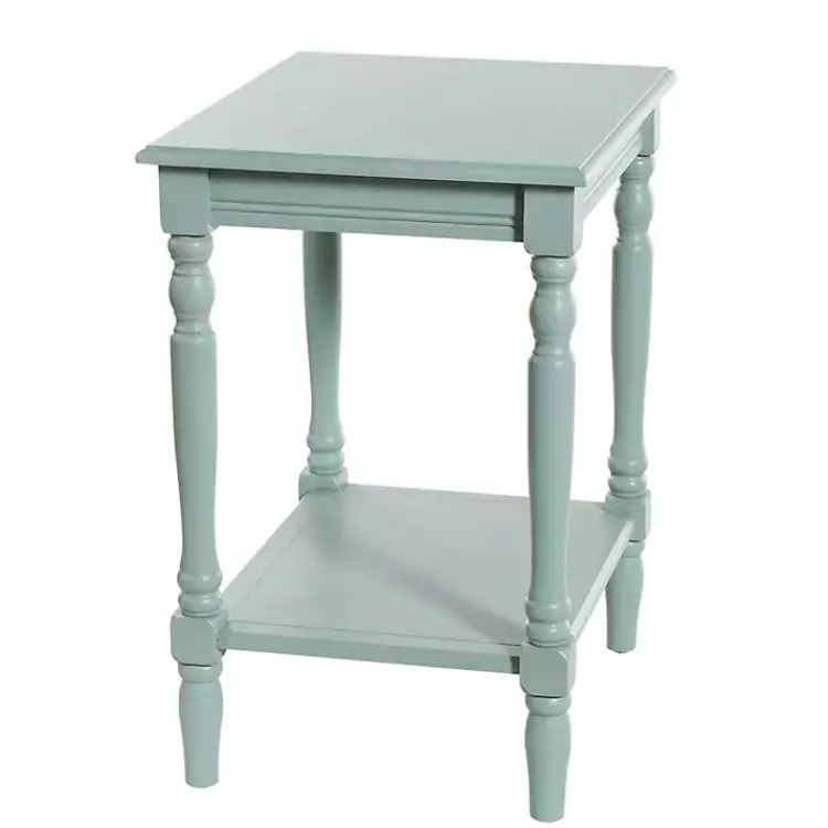 Kirklands Home Light Wood Sybil Accent Table Blue