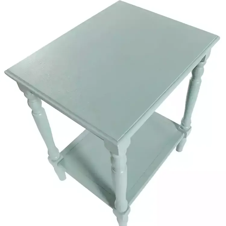 Kirklands Home Light Wood Sybil Accent Table Blue