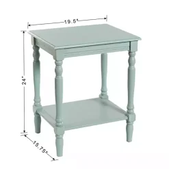 Kirklands Home Light Wood Sybil Accent Table Blue