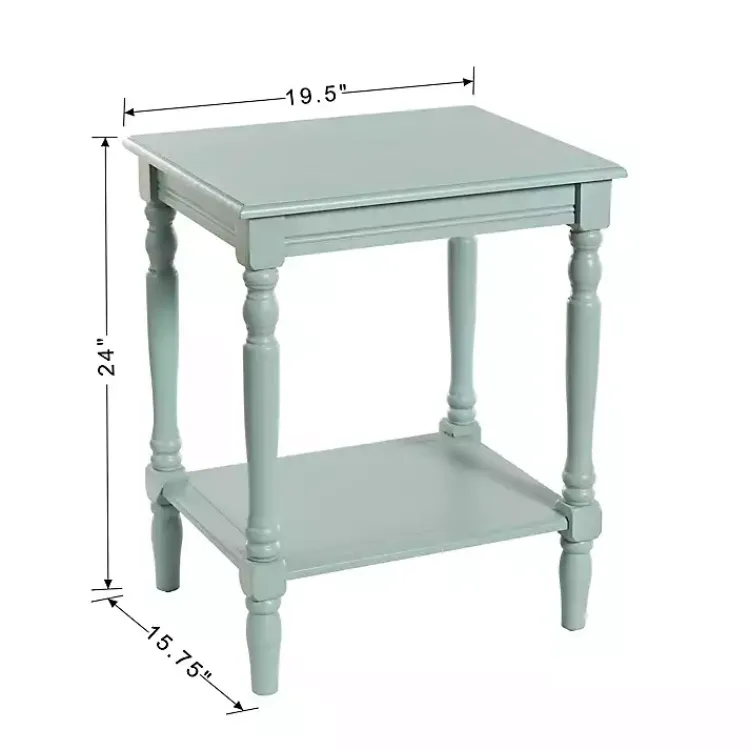 Kirklands Home Light Wood Sybil Accent Table Blue
