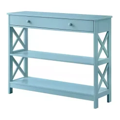 Kirklands Home Light X-Frame 2-Shelf Console Table Blue Hot