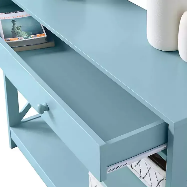 Kirklands Home Light X-Frame 2-Shelf Console Table Blue Hot