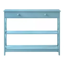 Kirklands Home Light X-Frame 2-Shelf Console Table Blue Hot