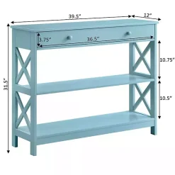 Kirklands Home Light X-Frame 2-Shelf Console Table Blue Hot
