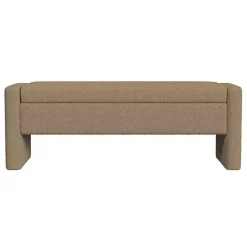 Kirklands Home Light Boucle Modern Storage Bench Brown Best